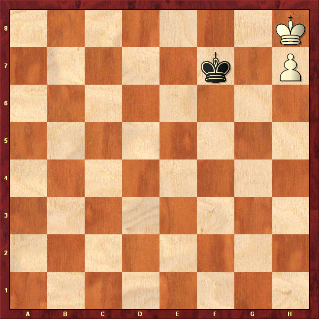 Chess diagram showing a king with no legal moves and not in check, a textbook stalemate position