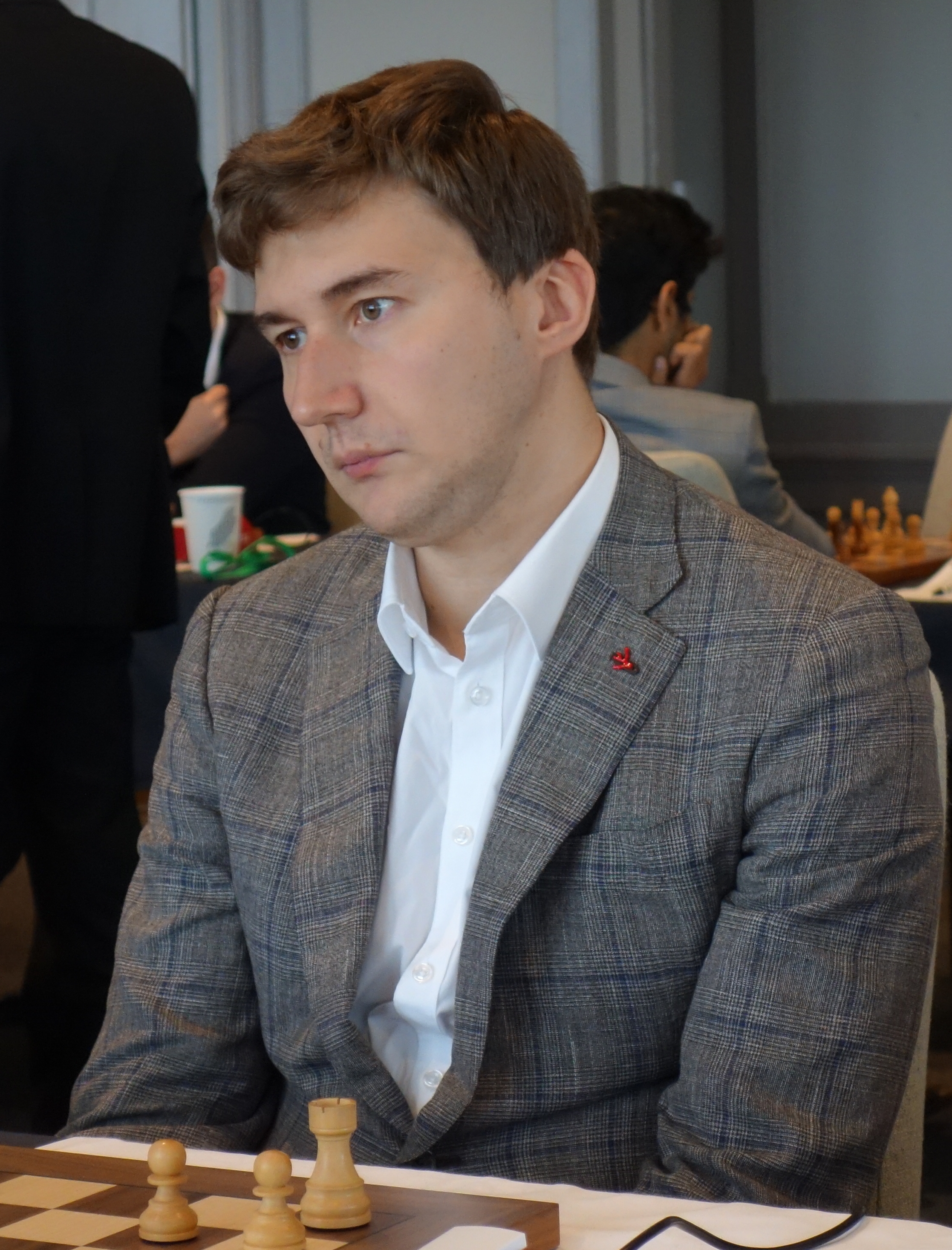 Sergey Karjakin calculating during a game at the 2016 World Chess Championship