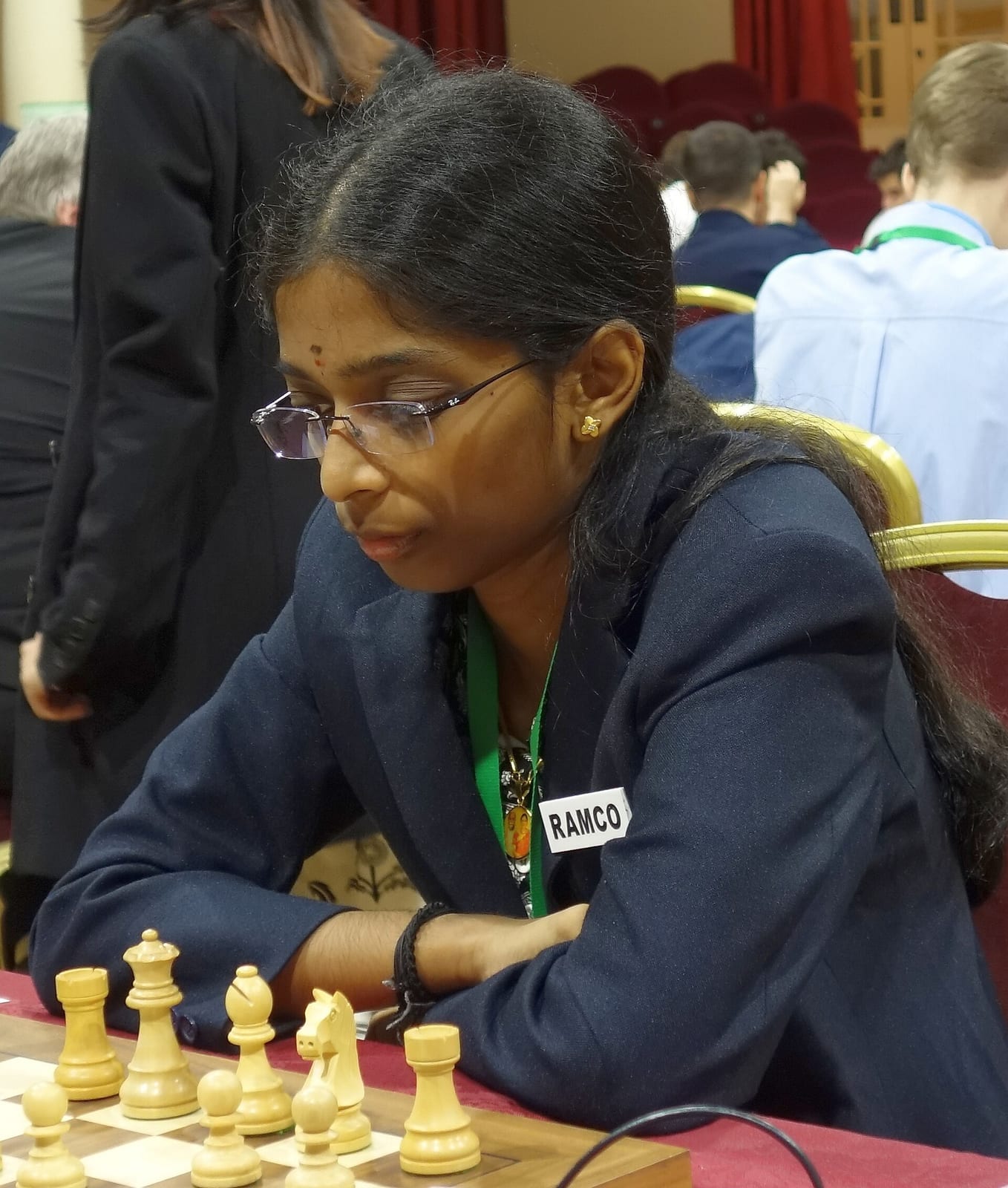 Vaishali Rameshbabu at a tournament in 2023, the year she won her first Women's Grand Swiss